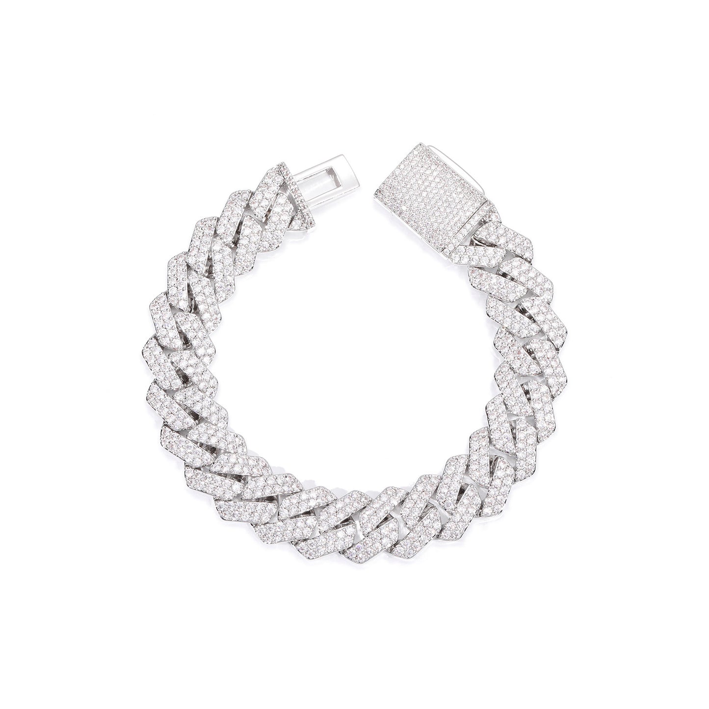 Iced-Out Cuban Link Bracelet, Chunky Hip Hop Chain Bracelet, Zircon Pavé Unisex product image