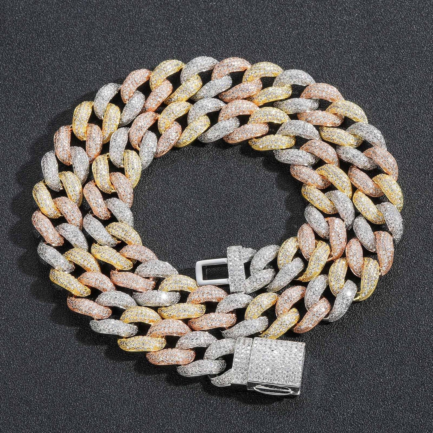 Hip Hop Cuban Link Bubble Cubic Zirconia Necklace for Men