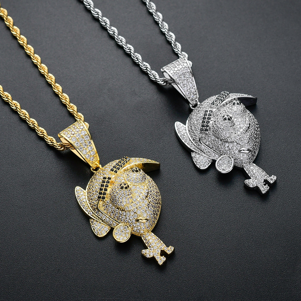 Hip Hop Fashion Cubic Zirconia Pendant Necklace for Men and Women