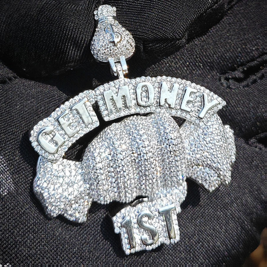 Iced Out Money Bag Pendant Necklace for Men