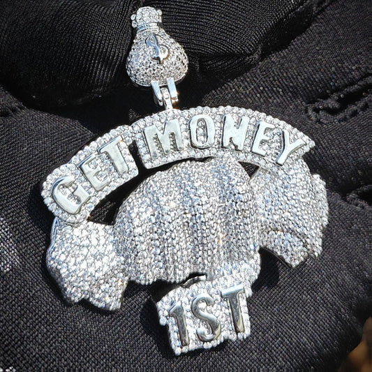 Iced Out Money Bag Pendant Necklace for Men