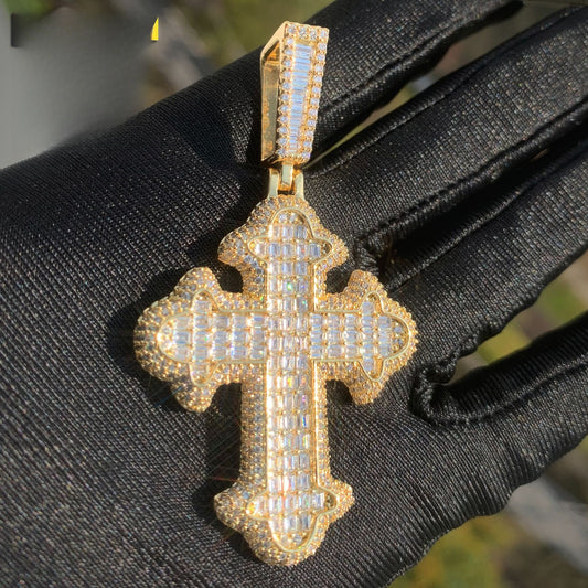 Unisex Iced Out Cross Pendant Necklace