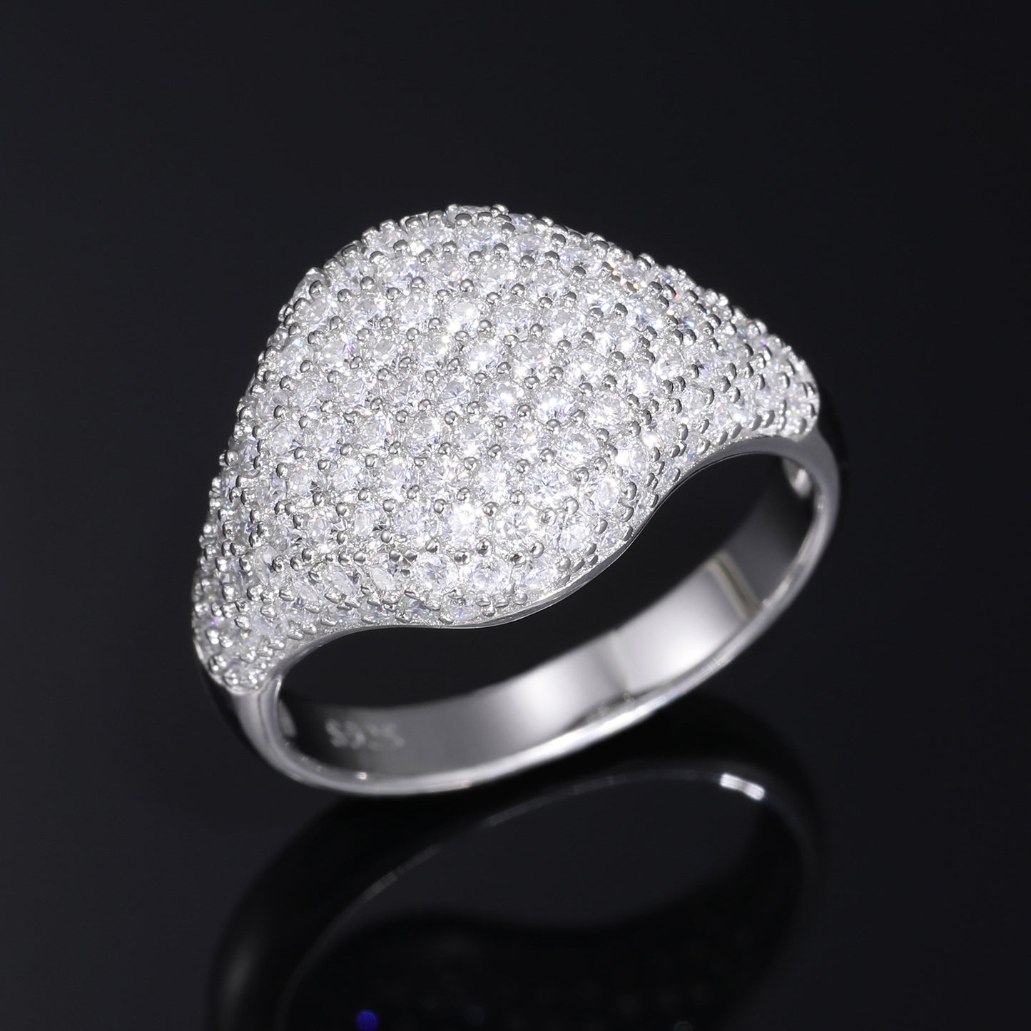 925 Silver Moissanite Pave Dome Ring Unisex Iced Out Statement Band product image