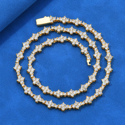 6.5 mm Cluster CZ Tennis Hip Hop Necklace with Copper Base - CHA258
