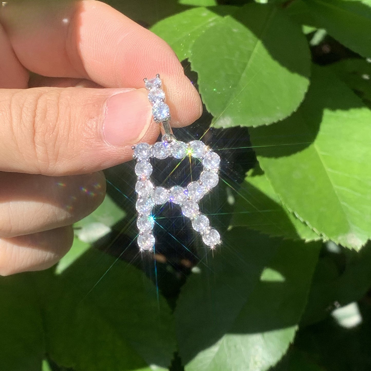 Iced Out Letter R Pendant Necklace for Unisex Hip Hop Style