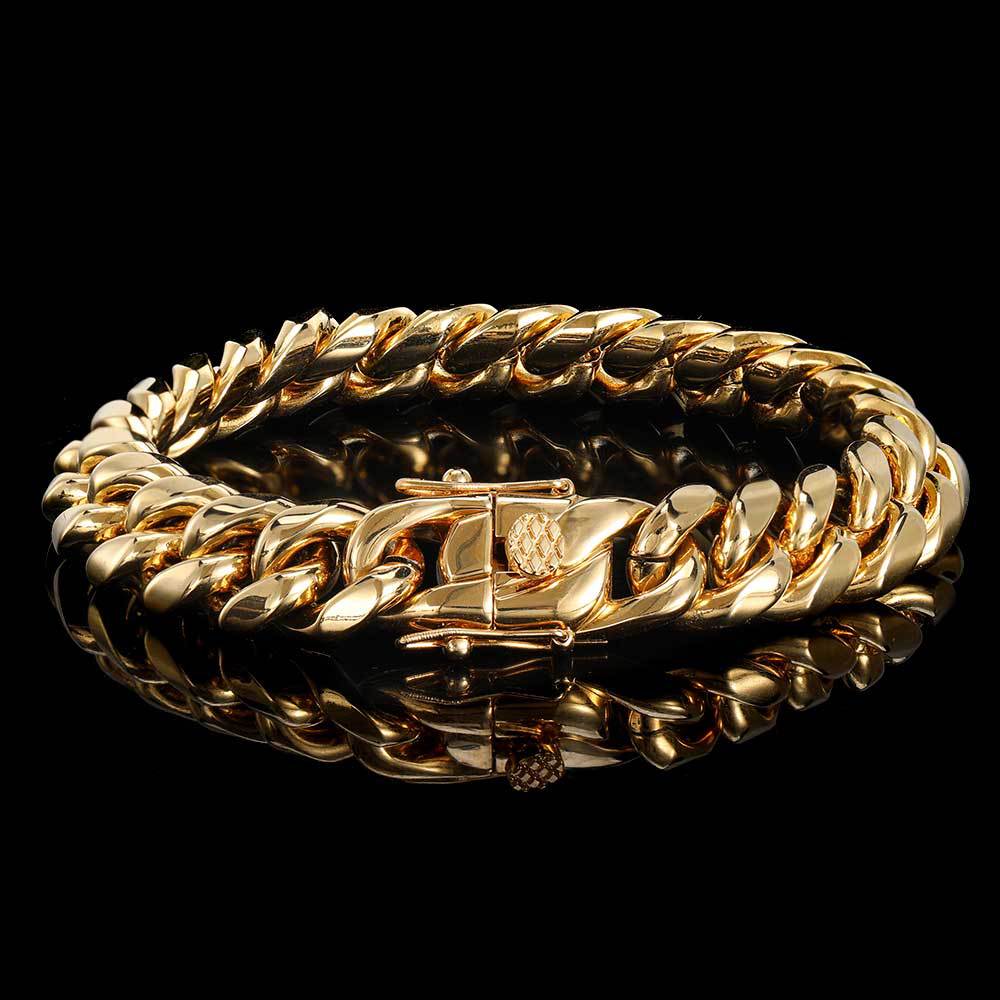 6-18 mm Polished Cuban with Decorative Clasp Stainless steel Bracelet - CHA004 product image
