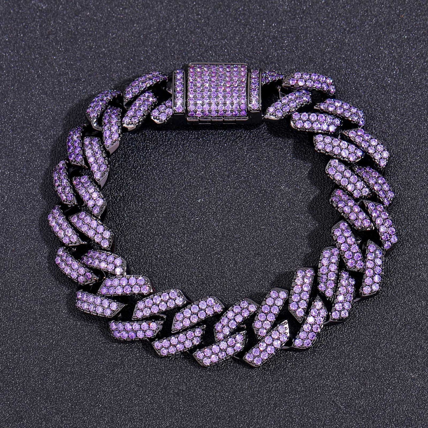 Hip Hop Minimalist Diamond Shape Cuban Link Cubic Zirconia Bracelet for Men