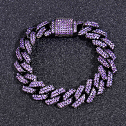 Hip Hop Minimalist Diamond Shape Cuban Link Cubic Zirconia Bracelet for Men