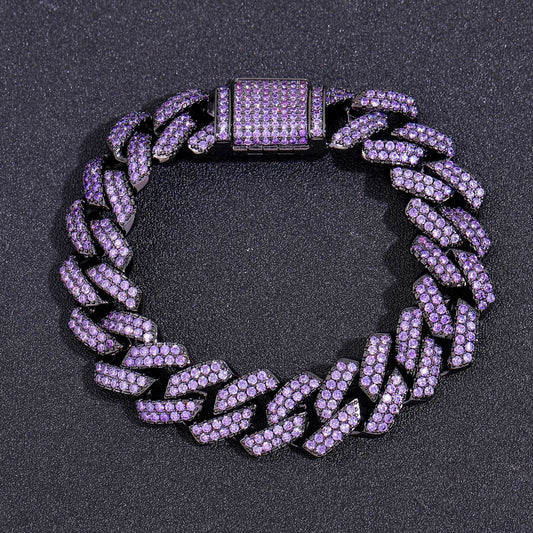 Hip Hop Minimalist Diamond Shape Cuban Link Cubic Zirconia Bracelet for Men