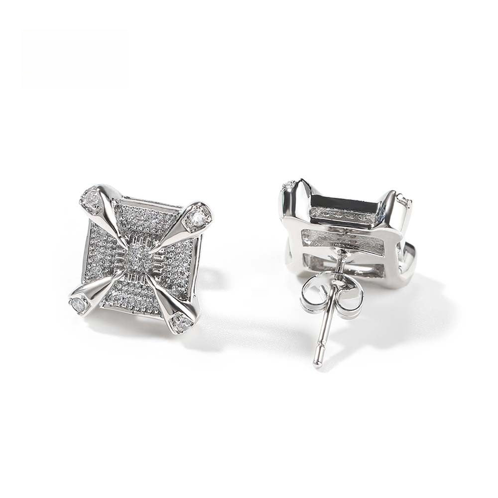 Square Cubic Zirconia Stud Earrings for Women & Men - Hip Hop Statement Earrings in Gold, Silver & Rose Gold product image