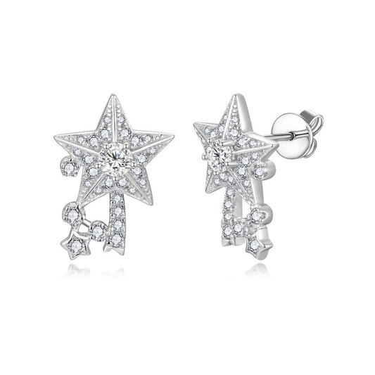 Moissanite Star Stud Earrings, 18K Gold Plated S925 Silver Comet Drop Earrings for Women product image
