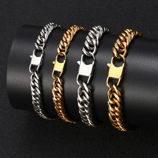 7-9 mm Polished Cuban Hip Hop Bracelet with Stainless steel Base - CHA009 product image
