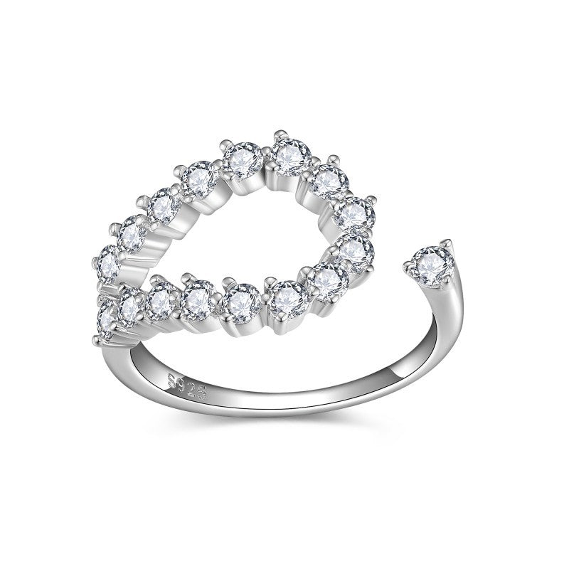 Moissanite Open Ring for Women, Clear Stone Wrap Band, Promise Ring Style product image