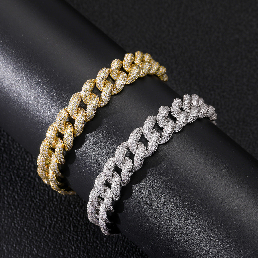 Hip Hop Cuban Link Bubble Copper Bracelet for Men