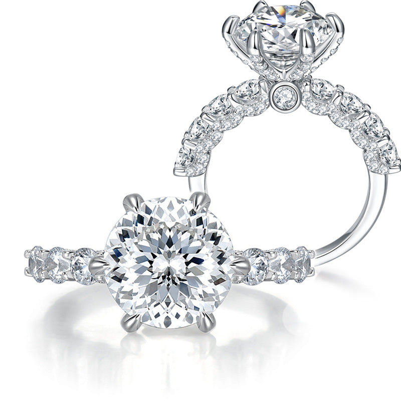 5 Carat Round Cut Moissanite Halo Engagement Ring product image