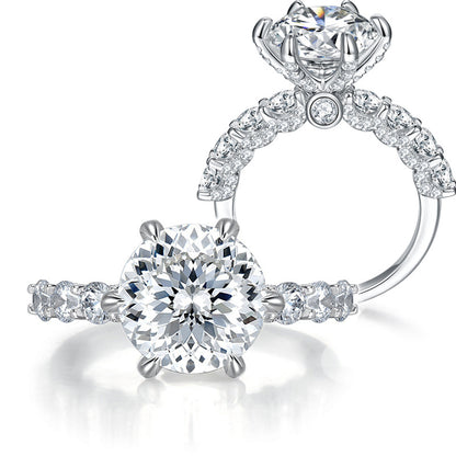 5 Carat Round Cut Moissanite Halo Engagement Ring