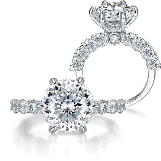5 Carat Round Cut Moissanite Halo Engagement Ring product image