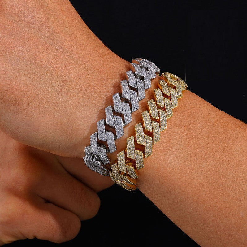 Iced Out Moissanite Diamond Shape Cuban Link Bracelet for Men and Women product image
