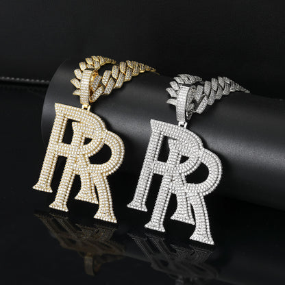 Hip Hop Letter Copper Pendant Necklace for Men and Women