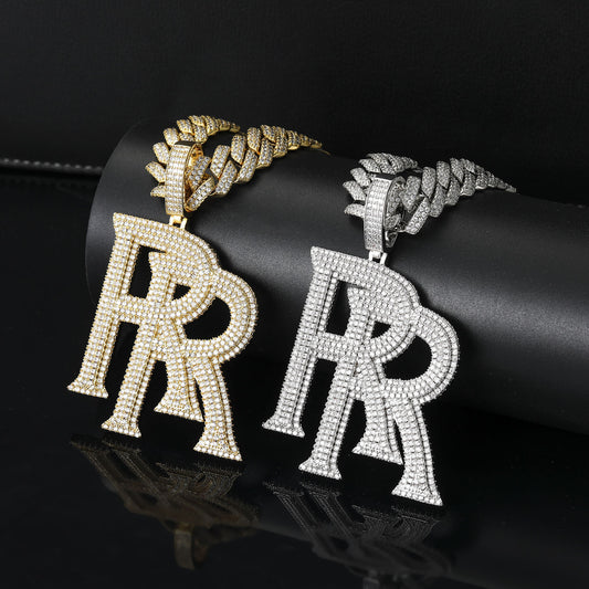 Hip Hop Letter Copper Pendant Necklace for Men and Women