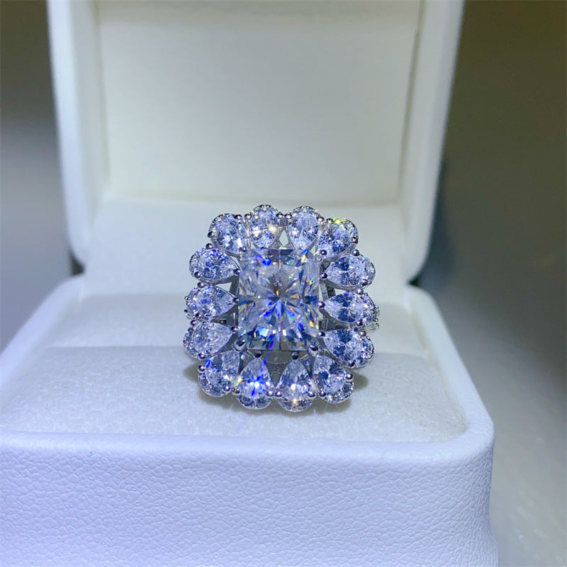 Radiant Cut Halo Moissanite Ring for Women – D Color VVS1 1 Carat, 2 Carat or 3 Carat Engagement Ring product image