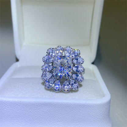 Radiant Cut Halo Moissanite Ring for Women – D Color VVS1 1 Carat, 2 Carat or 3 Carat Engagement Ring