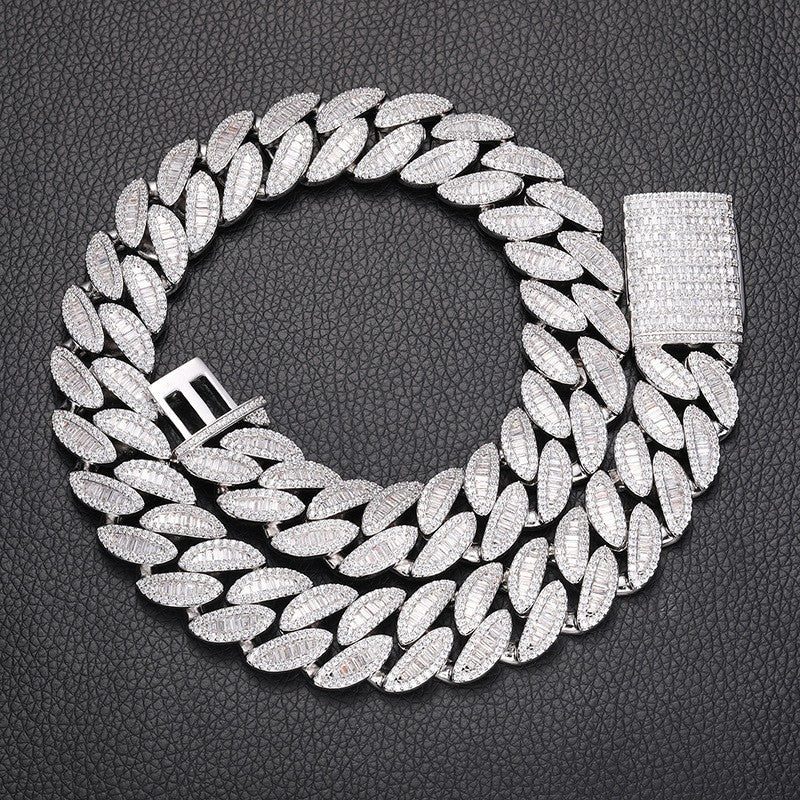 Iced Out Cuban Link Chain Necklace Bracelet Set for Women & Men, 5A CZ Hip Hop Statement Jewelry product image
