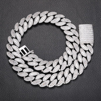 Iced Out Cuban Link Chain Necklace Bracelet Set for Women & Men, 5A CZ Hip Hop Statement Jewelry