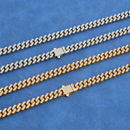6 mm Iced Cuban Hip Hop Necklace or Bracelet with Cubic Zirconia on a Stainless steel Base - CHA489