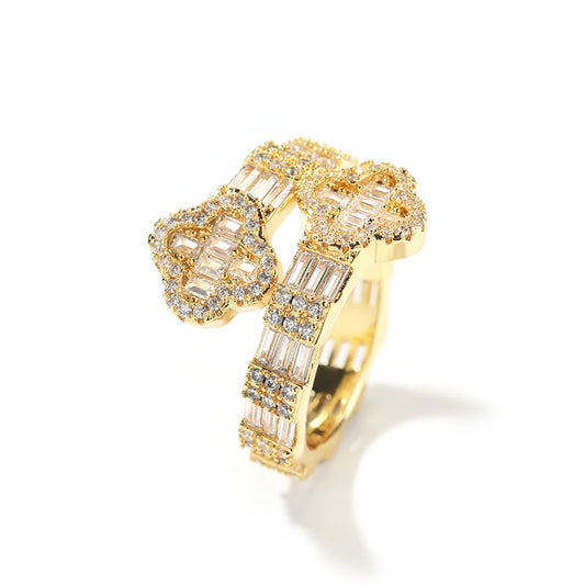 Cubic Zirconia Four-Leaf Clover Ring for Women & Men - Gold, Silver, Rose Gold Minimalist Statement Ring