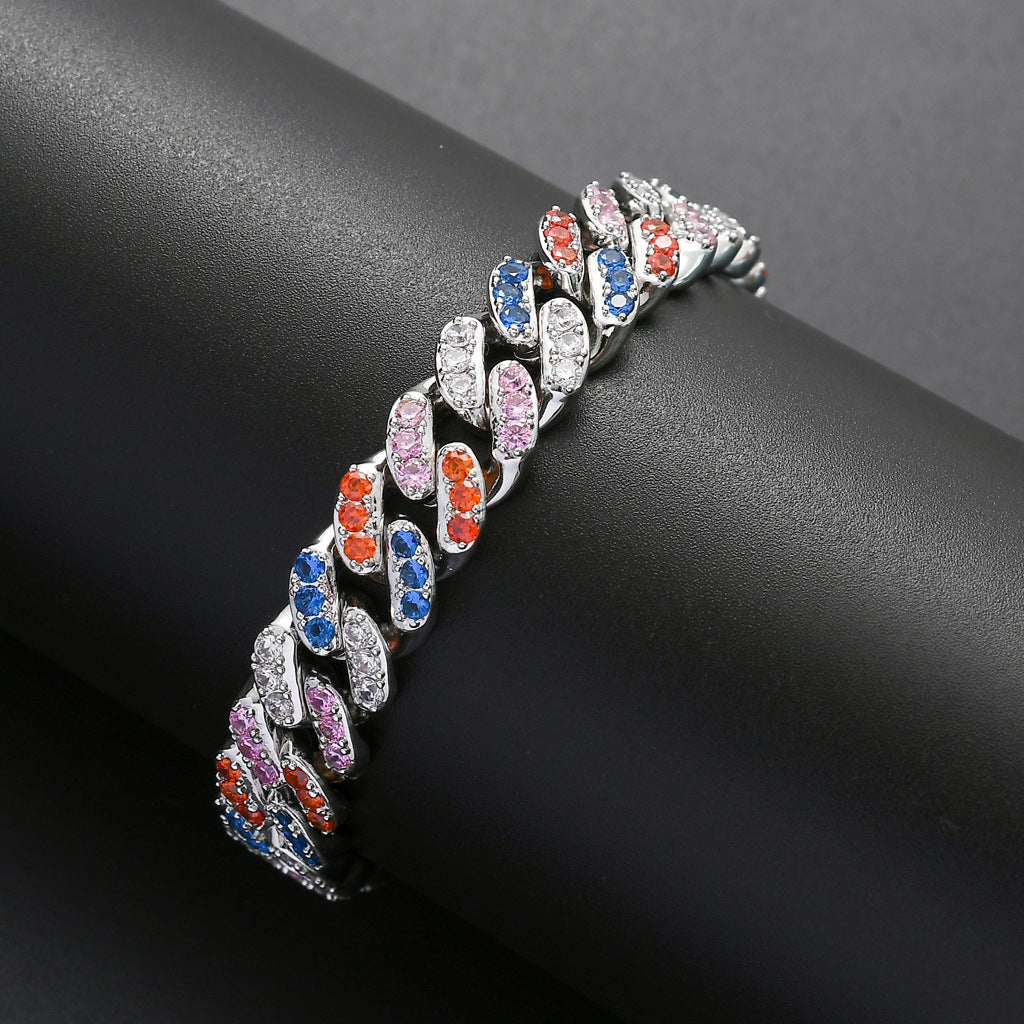Hip Hop Cuban Link Cubic Zirconia Bracelet for Men