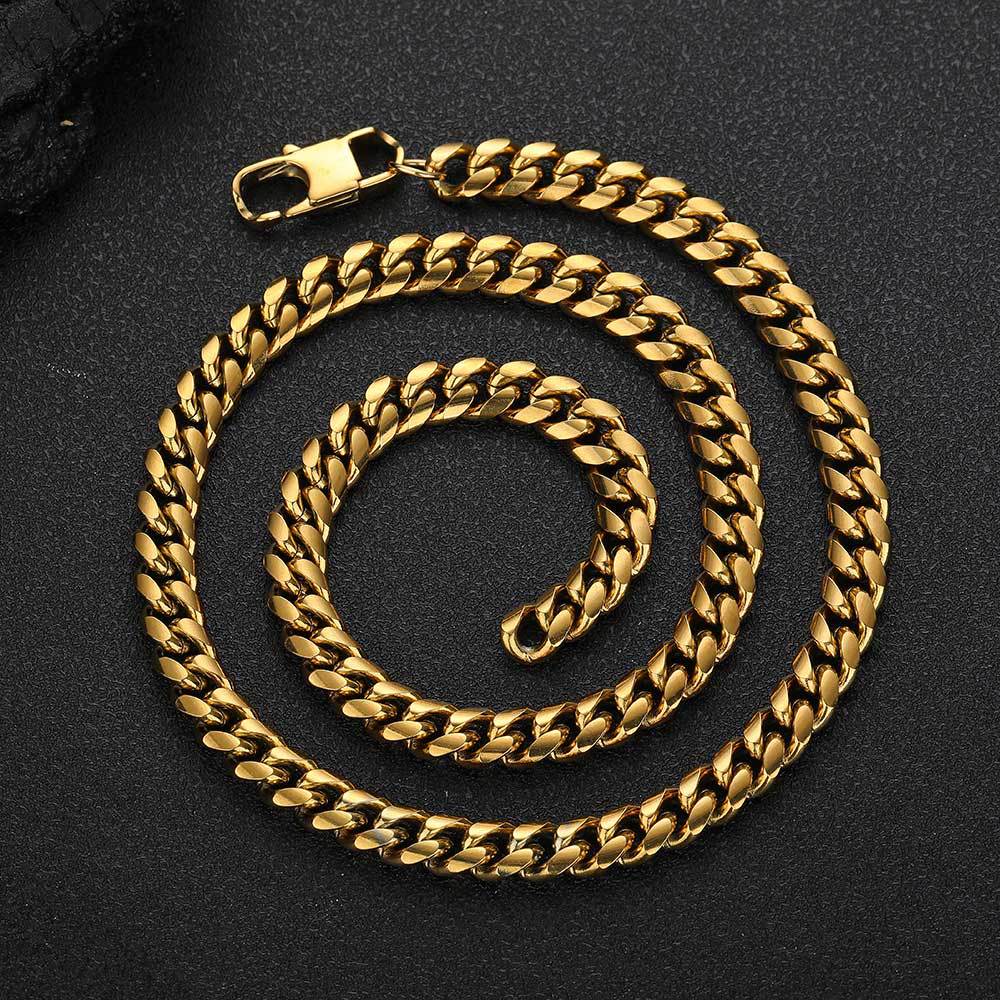4-9 mm Polished Flat Cuban Hip Hop Necklace with Stainless steel Base - CHA062 product image
