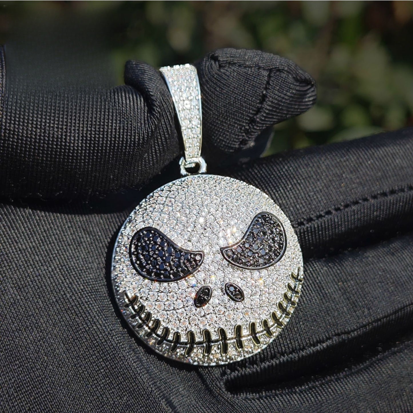 Iced Out Skull Face Pendant Necklace Unisex Hip Hop Statement Chain