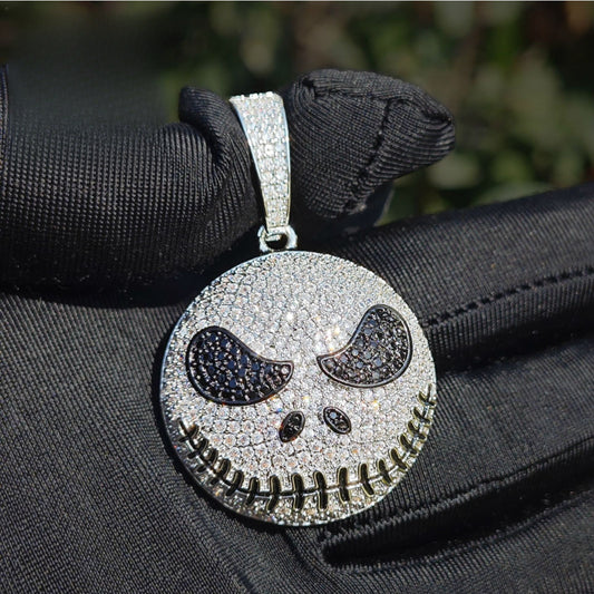 Iced Out Skull Face Pendant Necklace Unisex Hip Hop Statement Chain