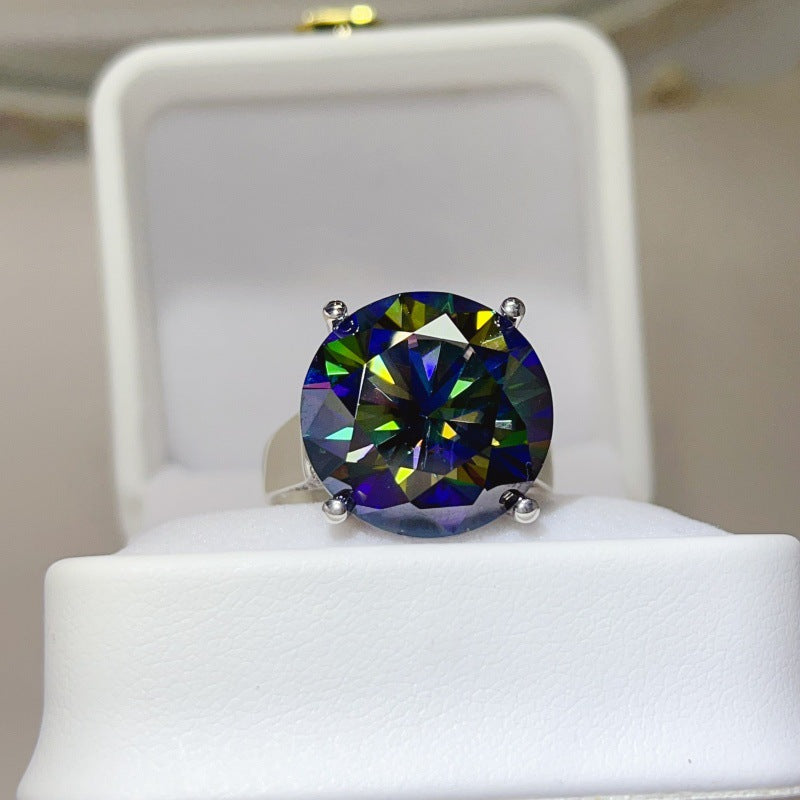 Colorful Round Moissanite Ring for Women, Solitaire Engagement Style Ring, 5ct 10ct 20ct product image