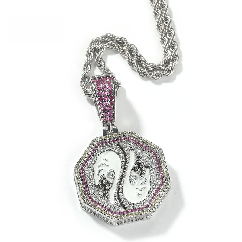 Zodiac Animal Pendant Necklace with Cubic Zirconia Twisted Chain for Women