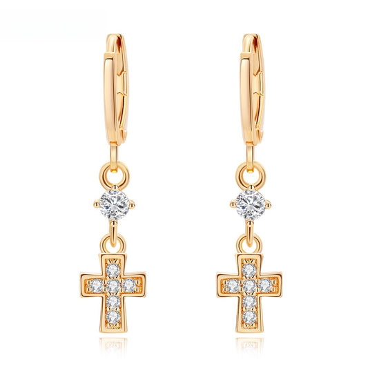 Unisex Minimalist Cross Drop Earrings