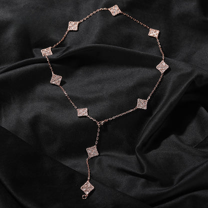 2026 Women’s Cubic Zirconia Clover Adjustable Necklace in Gold, Silver & Rose Gold