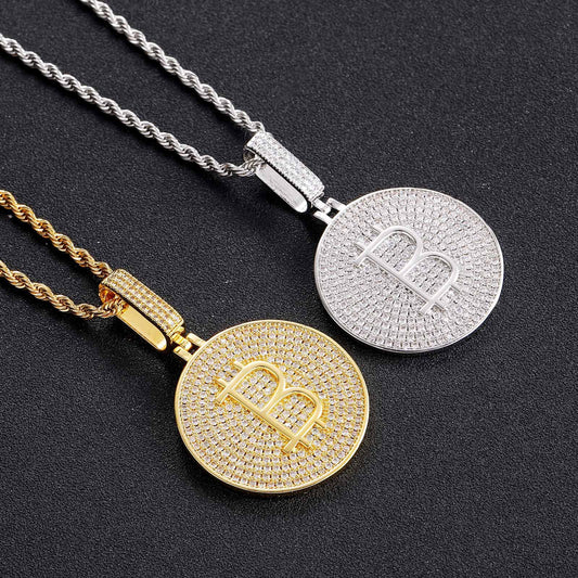 Hip Hop Round Cubic Zirconia Pendant Necklace for Men and Women