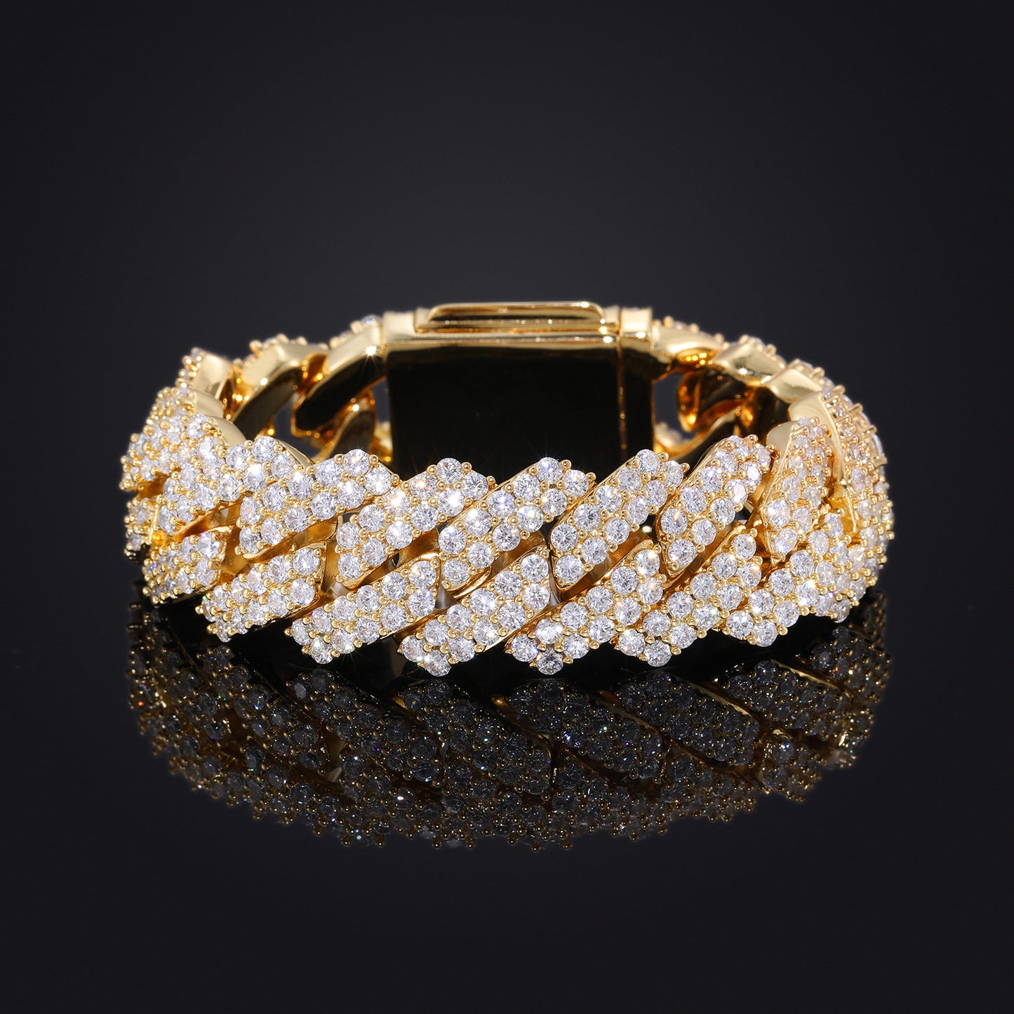 20mm Double-Row Zircon Cuban Link Bracelet, Copper Plated Unisex Hip Hop Bracelet product image