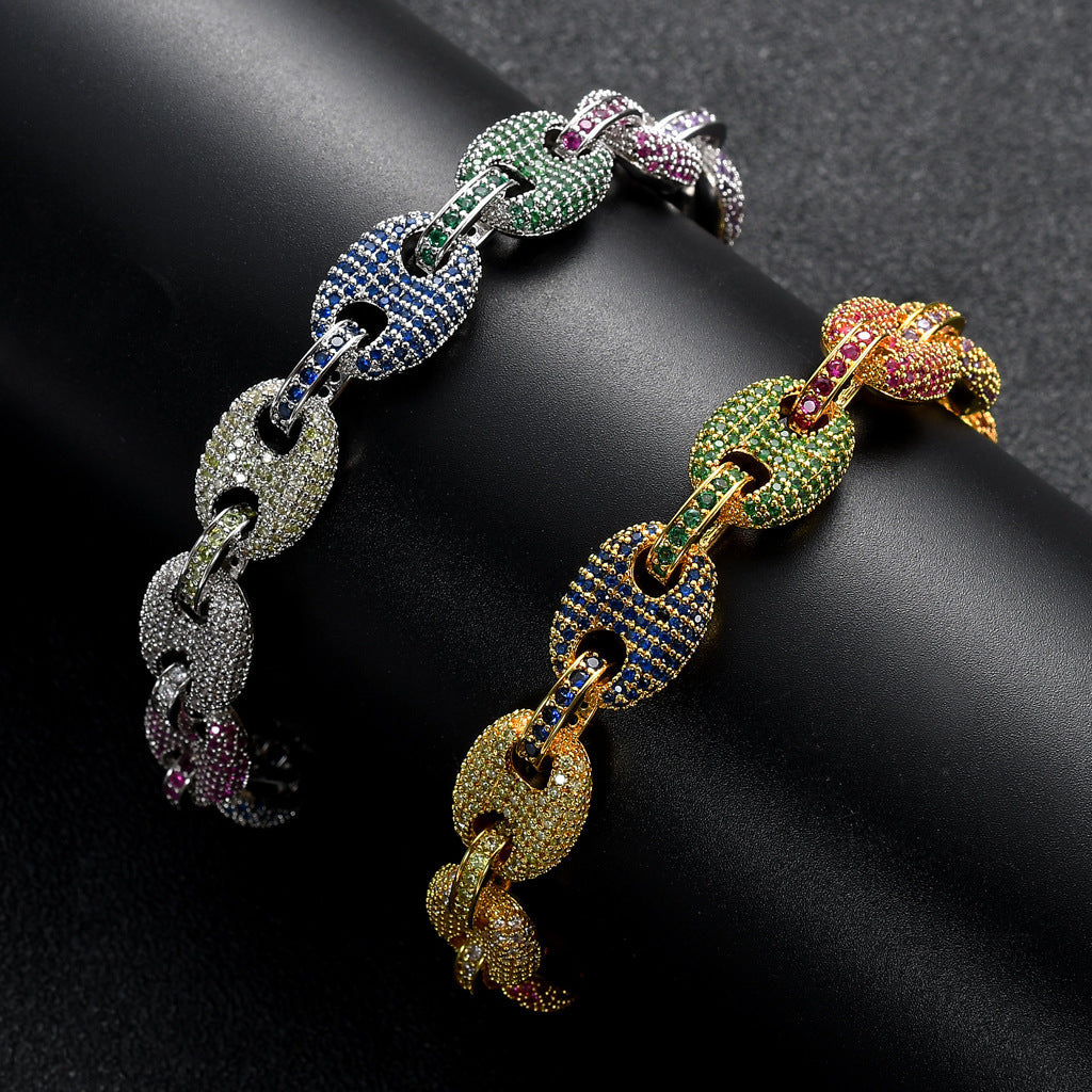 Hip Hop Cuban Link Cubic Zirconia Bracelet for Men
