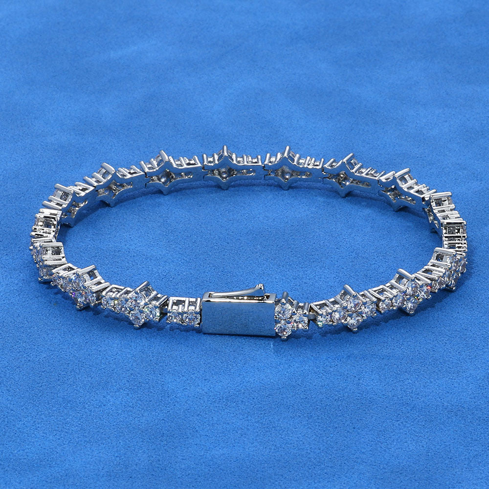 6.5 mm Airplane CZ Tennis Hip Hop Bracelet with Silver Base - CHA258 product image