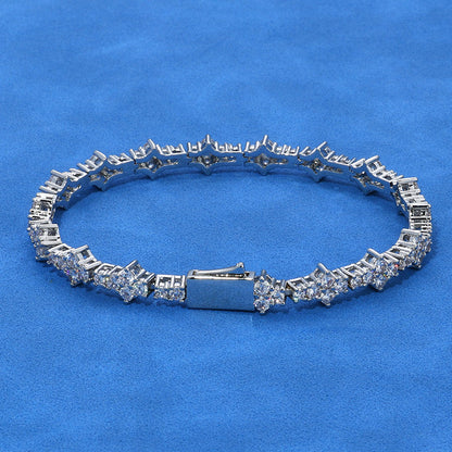 6.5 mm Airplane CZ Tennis Hip Hop Bracelet with Silver Base - CHA258