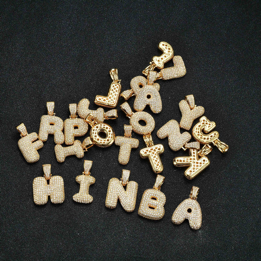 Hip Hop Letter Bubble Cubic Zirconia Pendant Necklace for Men and Women