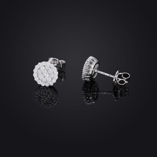 925 Sterling Silver Moissanite Round Stud Earrings Unisex Hip Hop Style product image