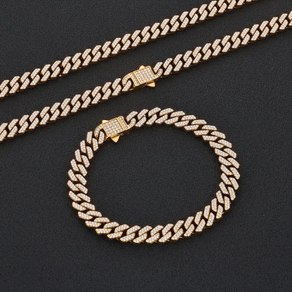 8 mm Iced Cuban Hip Hop Bracelet with Cubic Zirconia on a Stainless steel Base - CHA490