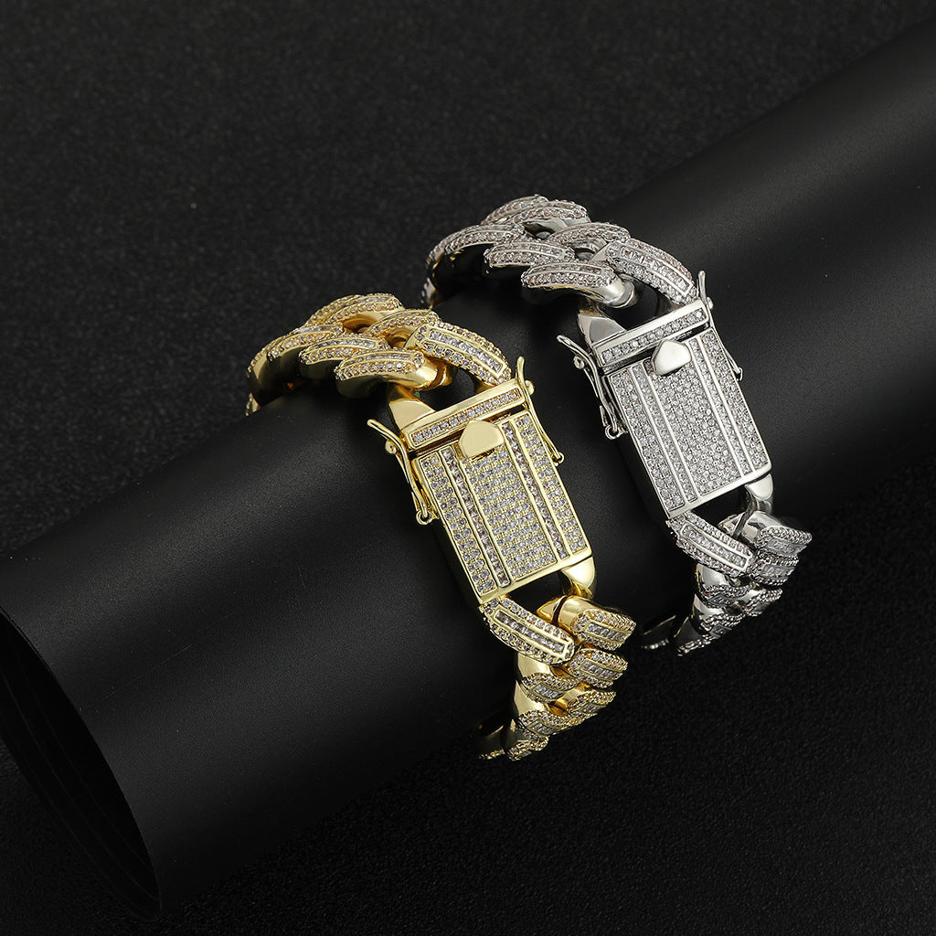 Hip Hop Light Luxury Cuban Link Cubic Zirconia Bracelet for Men