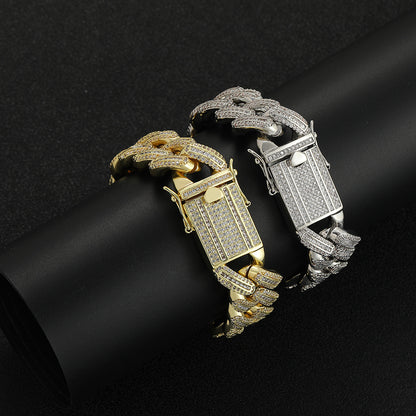 Hip Hop Light Luxury Cuban Link Cubic Zirconia Bracelet for Men