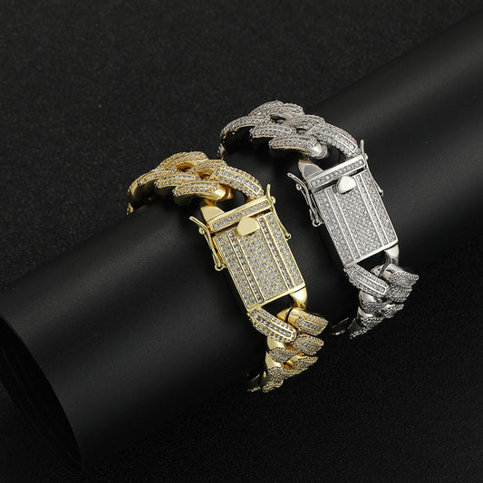 Hip Hop Light Luxury Cuban Link Cubic Zirconia Bracelet for Men