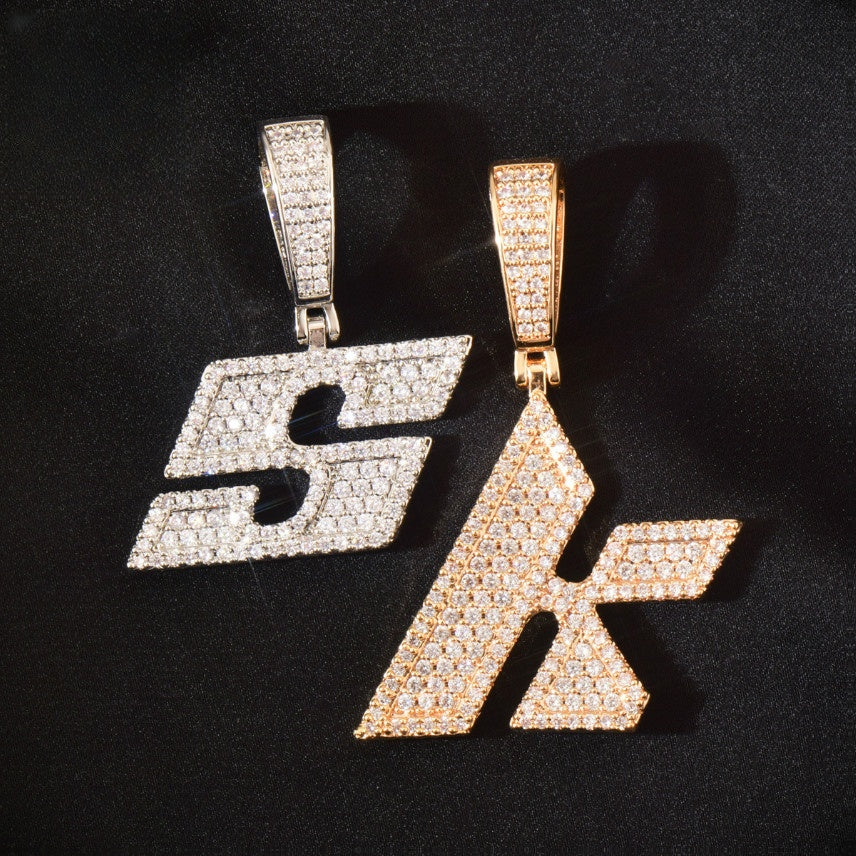 Unisex Iced Out Letter Pendant Necklace